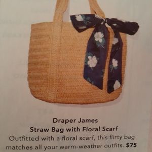 Straw Bag with Floral Scarf